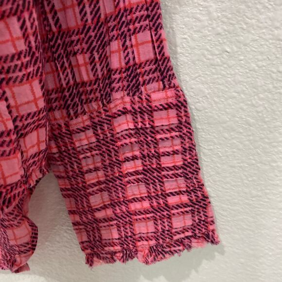 Free people, blouse button down, fuchsia, pink size, small, long sleeve - Picture 7 of 9